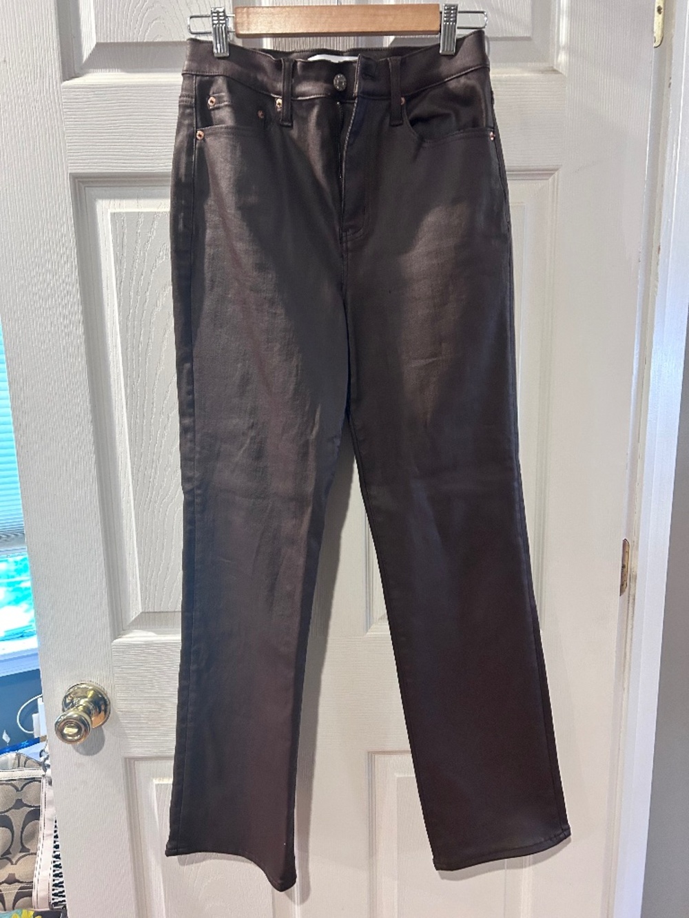 DAZE Brown Coated High-Rise Jeans Size 27